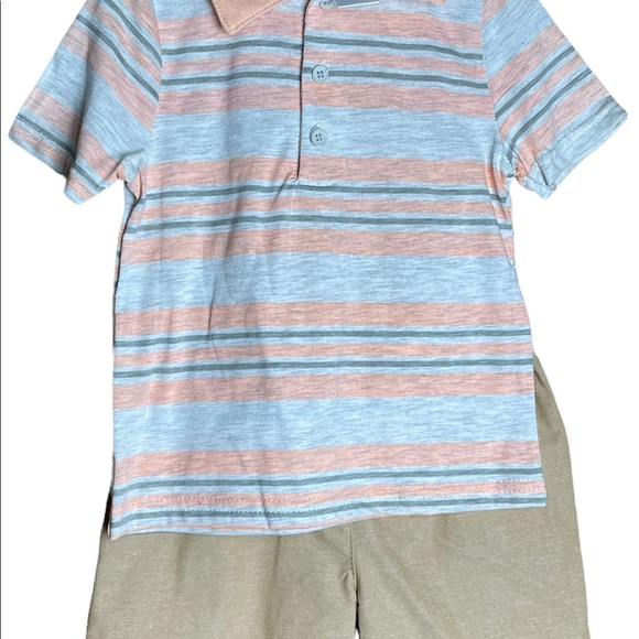 NWT! 2 Kidgets Toddler Short Sets, Striped Polo & All Over Dino | Size 18 Months - Picture 3 of 7